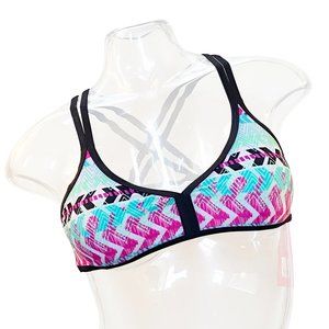 NWT Abstract Multicolor Bikini Swim Top - Girls Size L - Xhilaration Swimwear